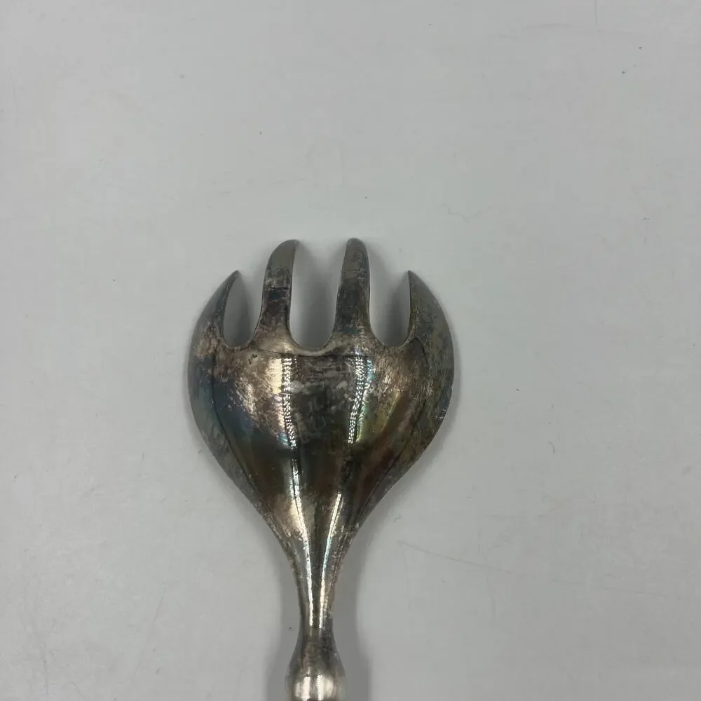 Vintage Silver Plated Salad‎ Serving Fork Scoop True MidCentury Modern MCM
